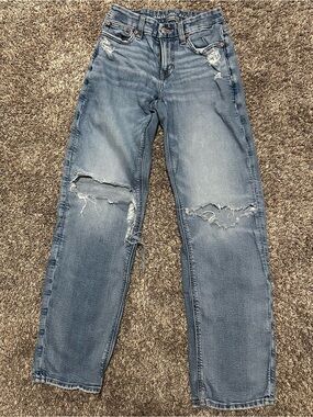 American Eagle Outfitters Women's Distressed Blue Jeans ripped knees sz 0